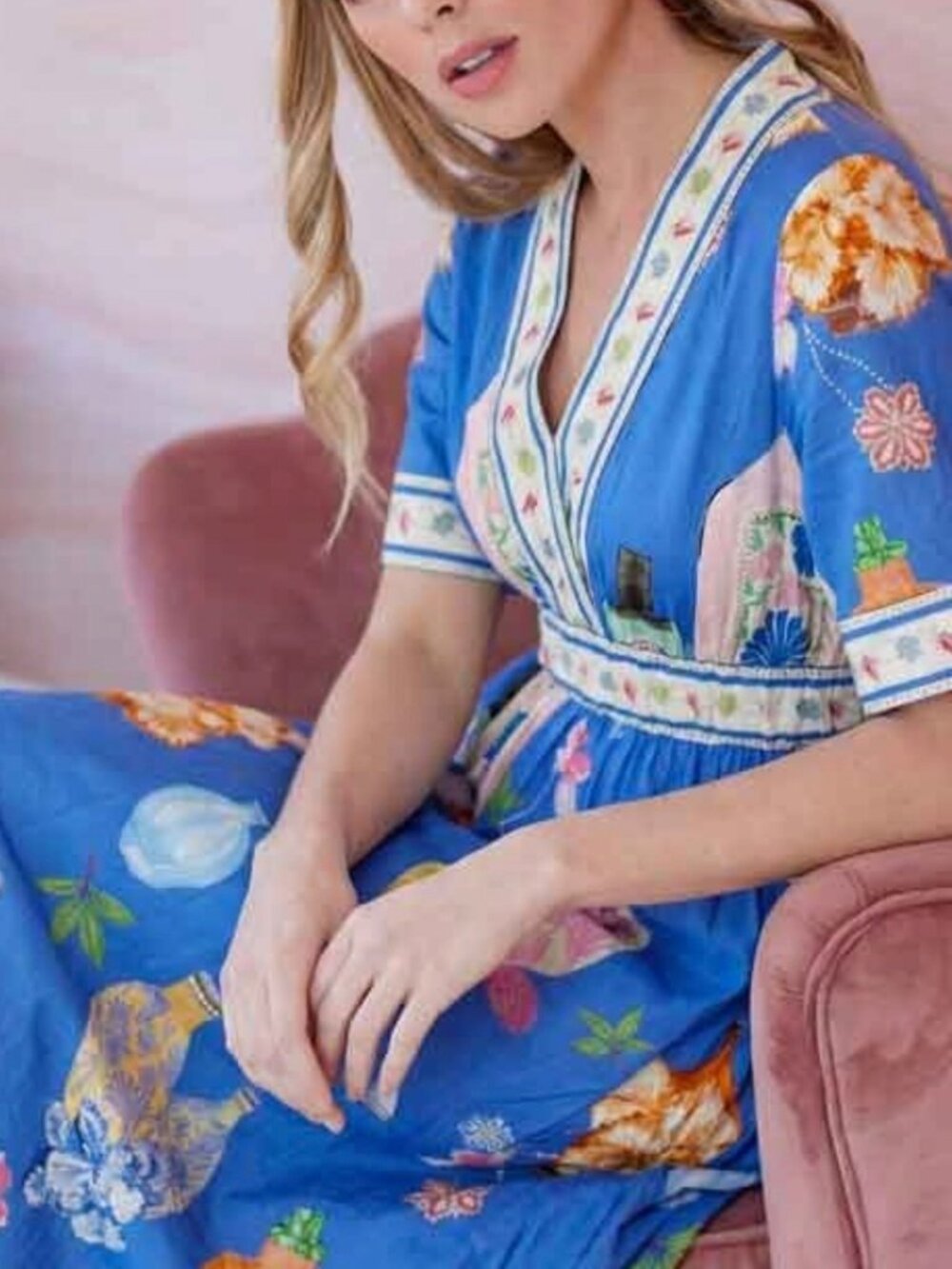 D16. Short Sleeve Summer Maxi Dress - Picture 2 of 5